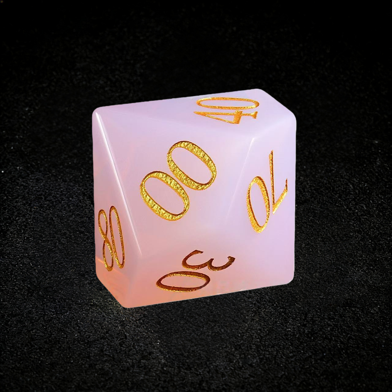 DIEACE D&D Pink Opalite Gemstone Engraved Dice Set