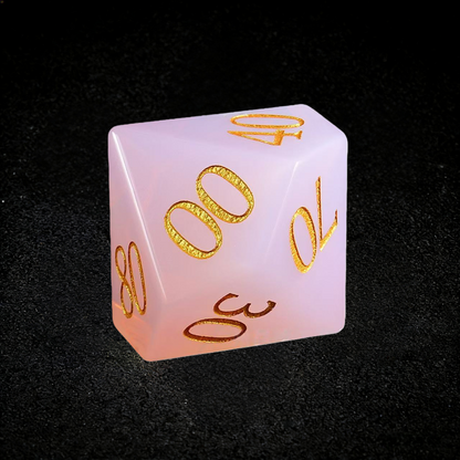 DIEACE D&D Pink Opalite Gemstone Engraved Dice Set