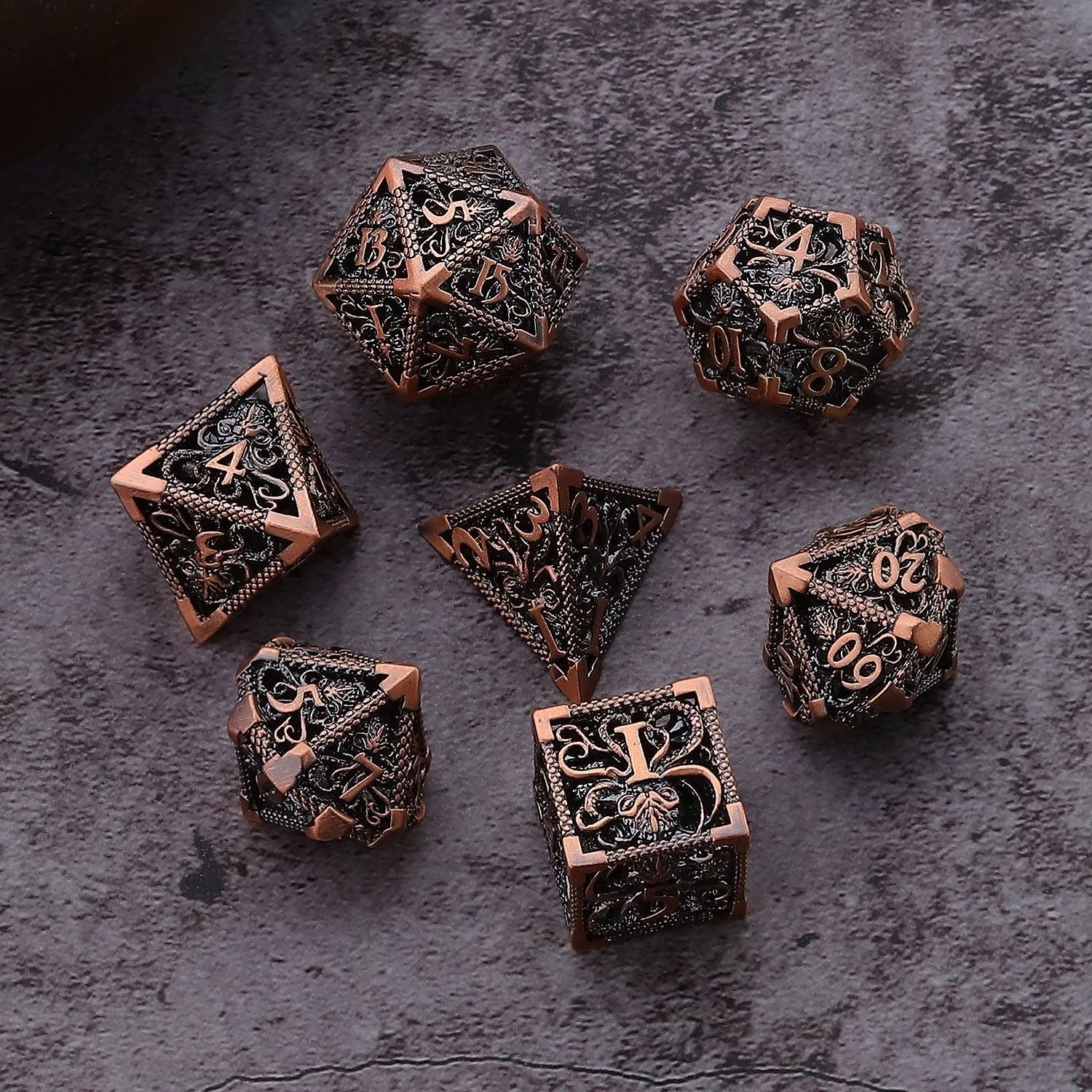DIEACE D&D Flame Lantern Hollow Metal Dice