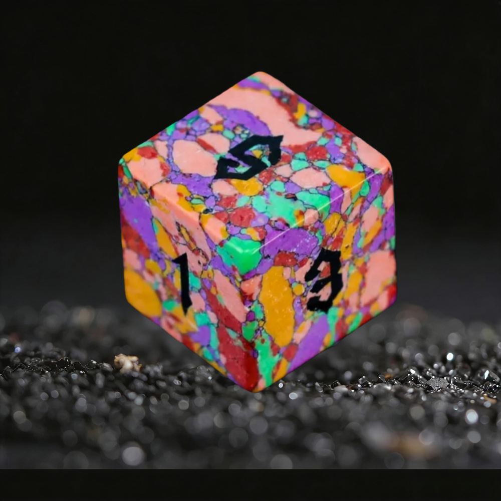 DIEACE D&D Colored Turquoise Gemstone Engraved Dice Set
