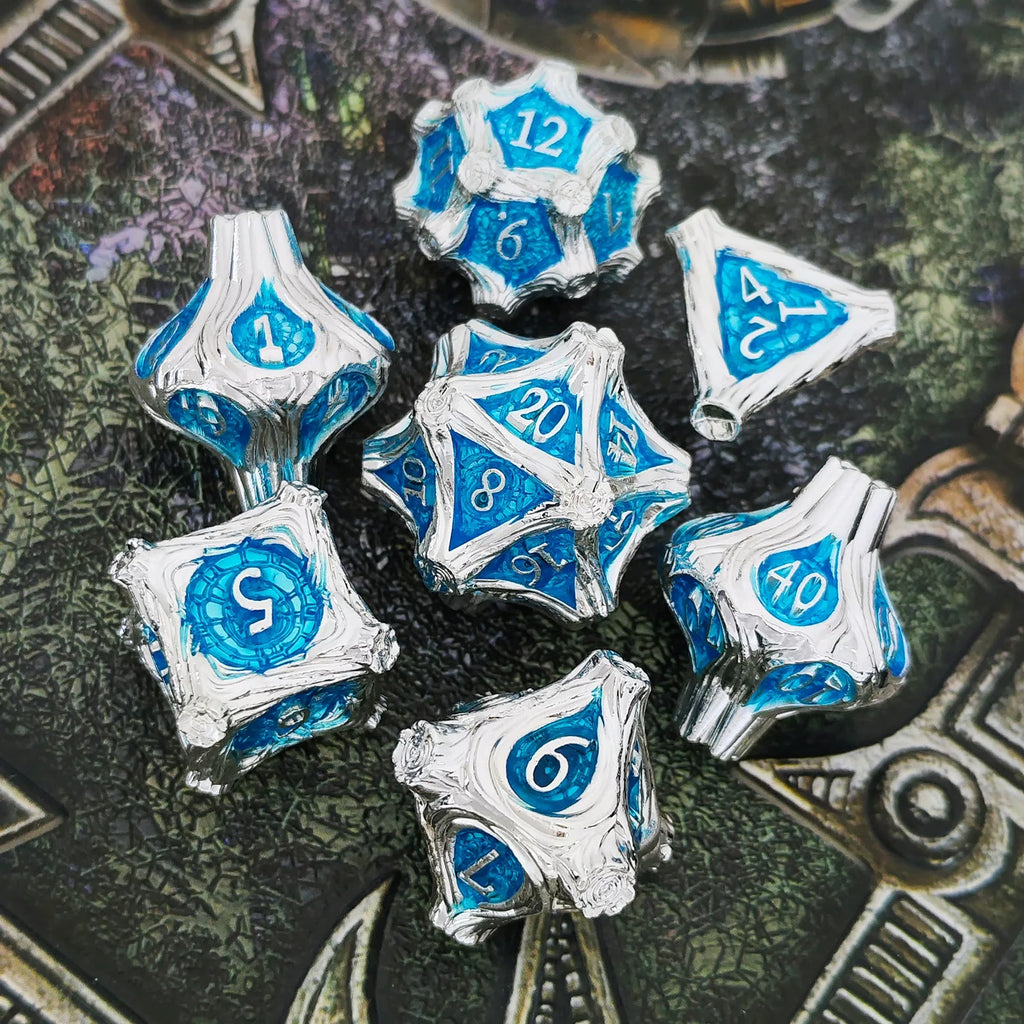 DIEACE D&D Bark Texture Vintage Solid Metal Dice