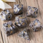 DIEACE D&D Natural Fire Stone Gemstone Engraved Dice Set