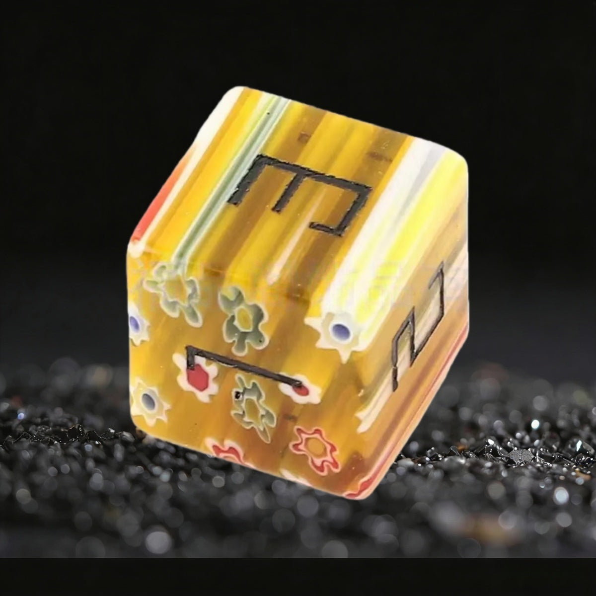 DIEACE D&D Yellow Patterned Liuli Gemstone Engraved Dice Set