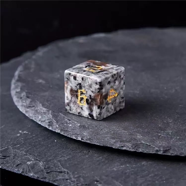 DIEACE D&D Natural Fire Stone Gemstone Engraved Dice Set