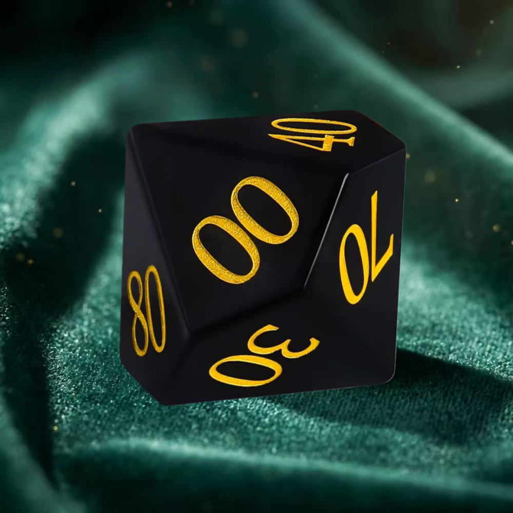 DIEACE D&D Obsidian Gemstone Engraved Dice Set