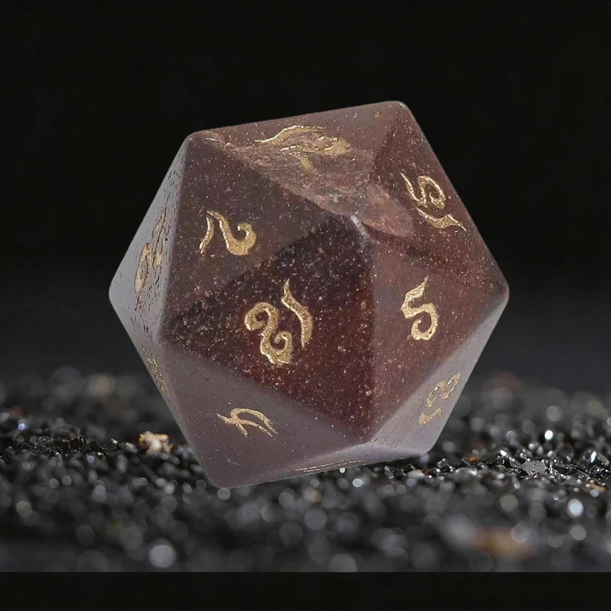 DIEACE D&D Natural Zebra Stone Gemstone Engraved Dice Set