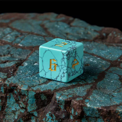 DIEACE D&D Turquoise Gemstone Engraved Dice Set