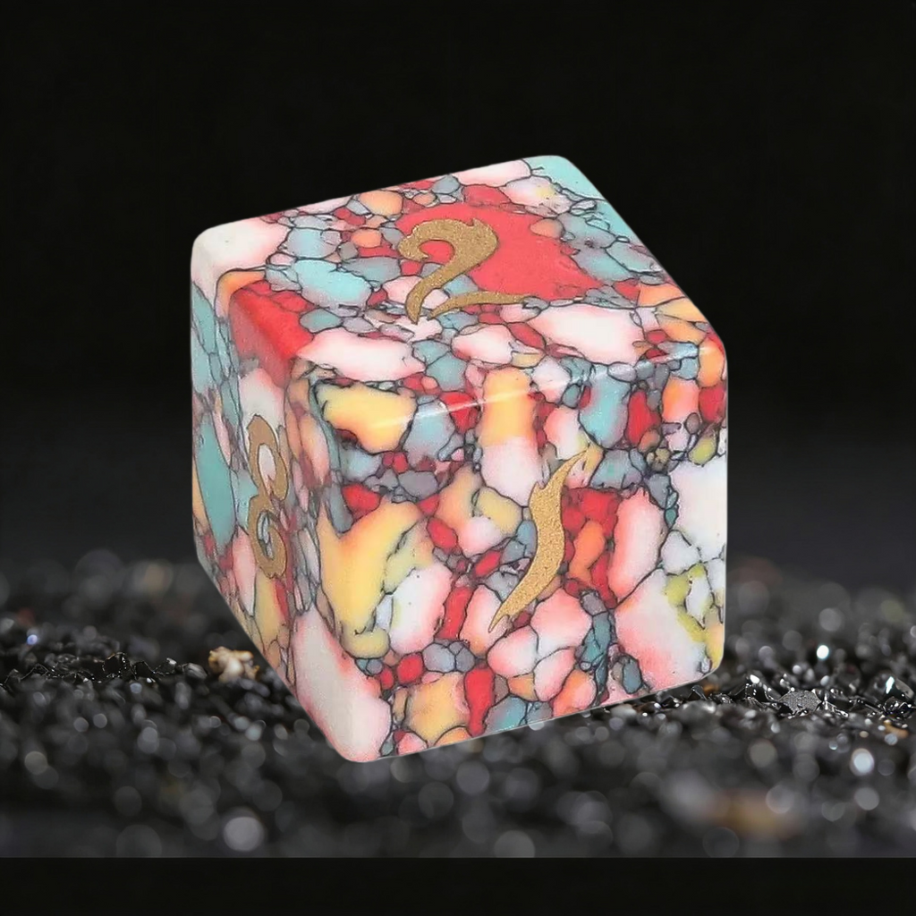 DIEACE D&D White Green Red Yellow Multi-color Turquoise Gemstone Engraved Dice Set