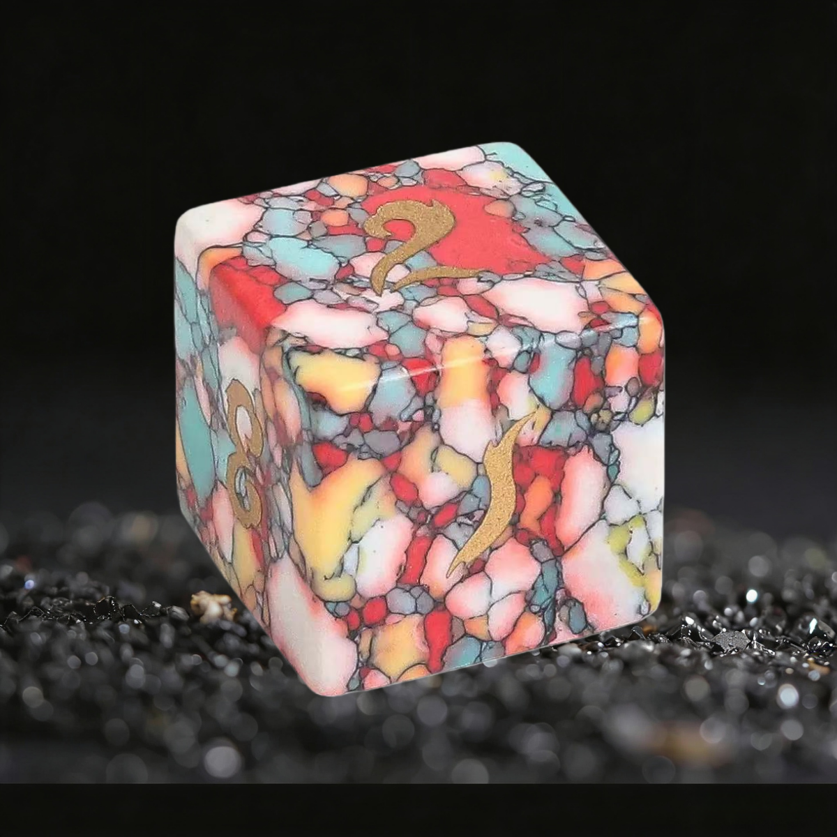 DIEACE D&D White Green Red Yellow Multi-color Turquoise Gemstone Engraved Dice Set