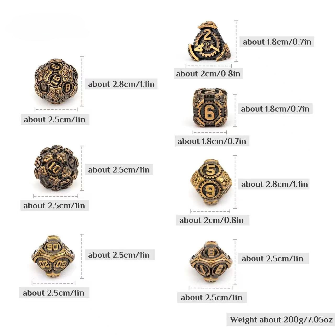 DIEACE D&D Mechanical Gear Solid Metal Dice Set