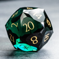 DIEACE D&D Pine Green Multi-faceted Engraved Glass Dice Set