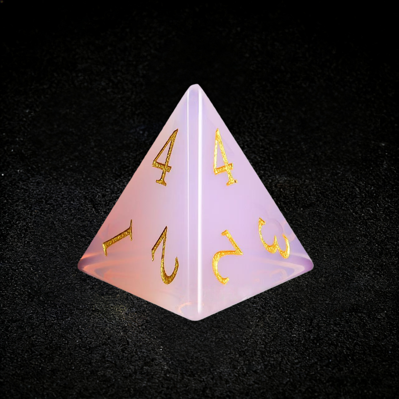 DIEACE D&D Pink Opalite Gemstone Engraved Dice Set