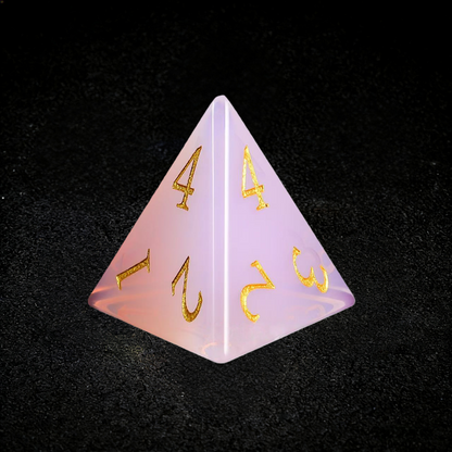 DIEACE D&D Pink Opalite Gemstone Engraved Dice Set