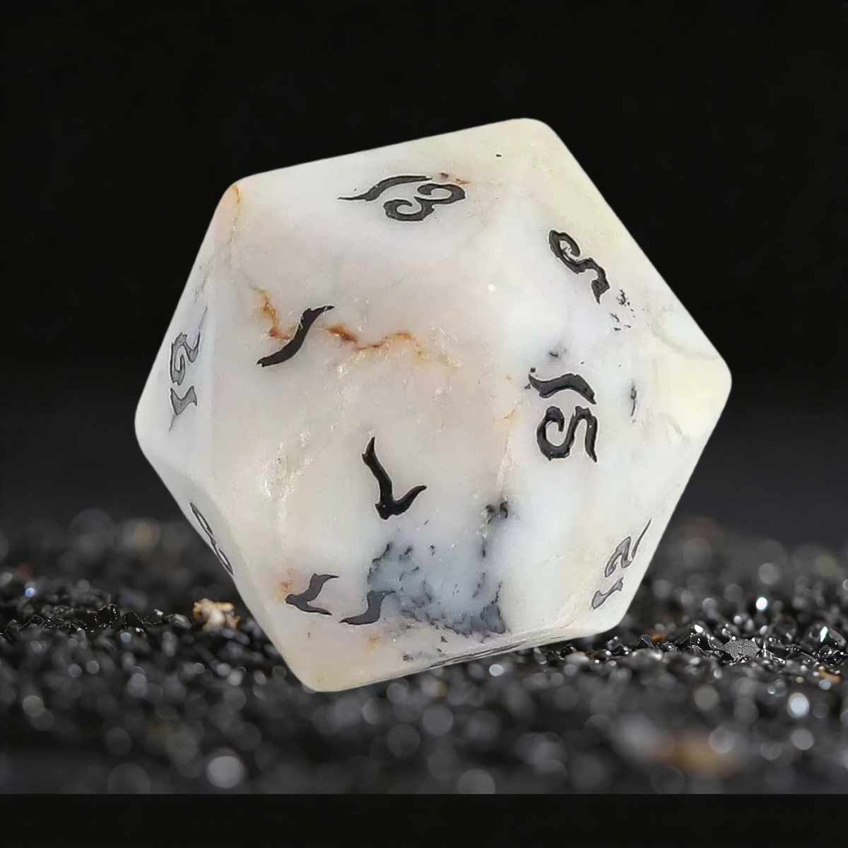 DIEACE D&D Aquatic Opal Gemstone Engraved Dice Set
