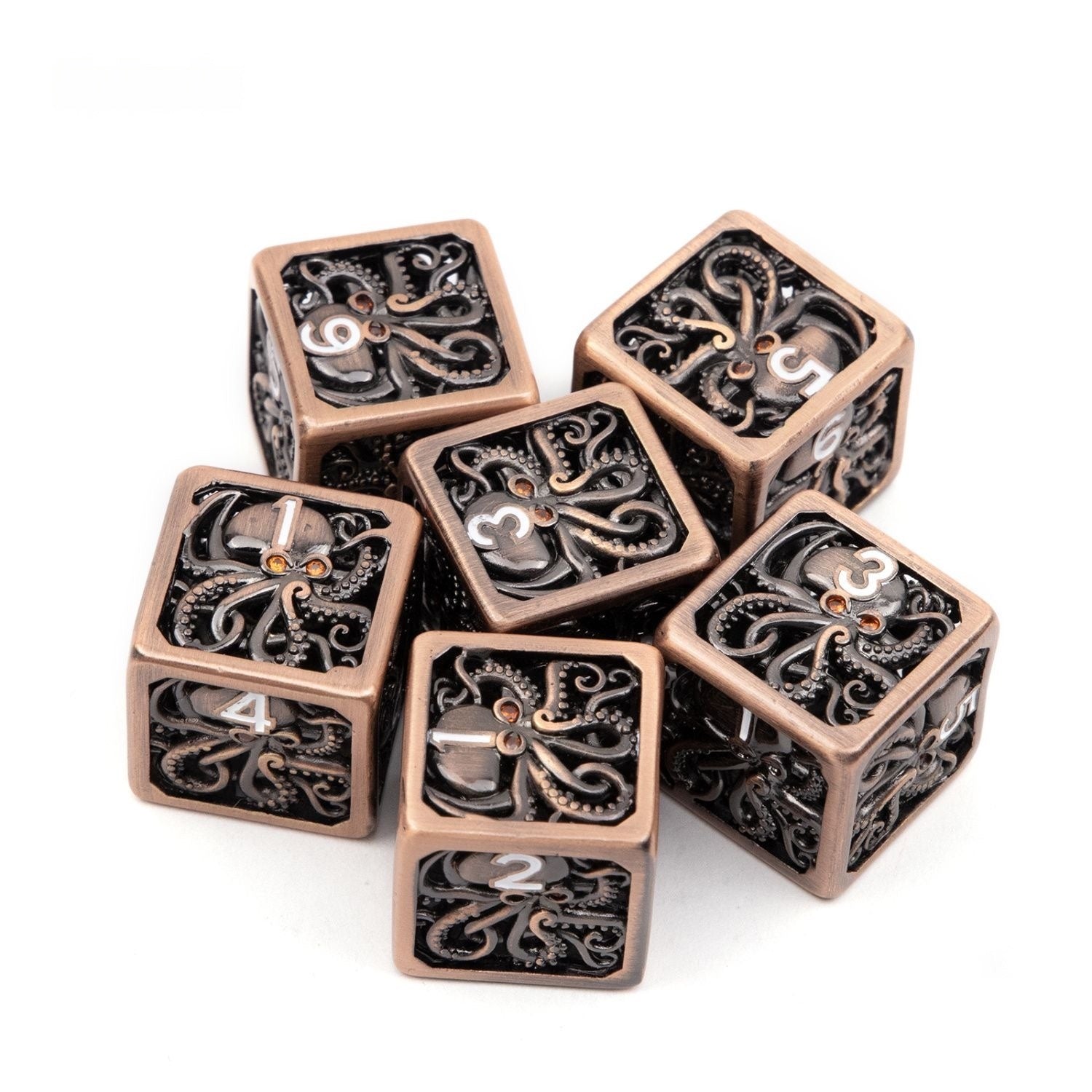 DIEACE C&C Small Octopus D6 Hollow Metal Dice Set