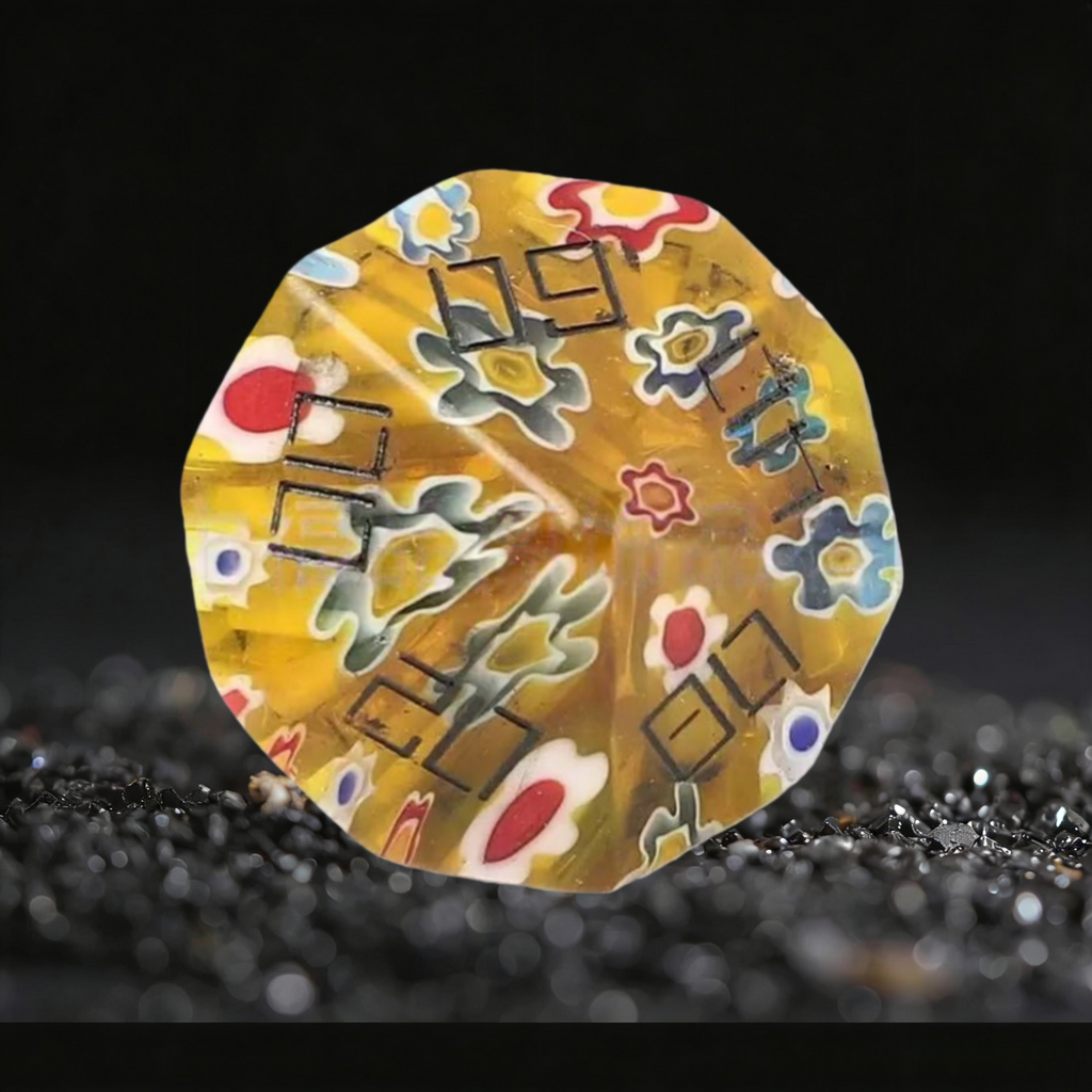 DIEACE D&D Yellow Patterned Liuli Gemstone Engraved Dice Set