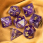 DIEACE D&D Amethyst Gemstone Engraved Dice Set