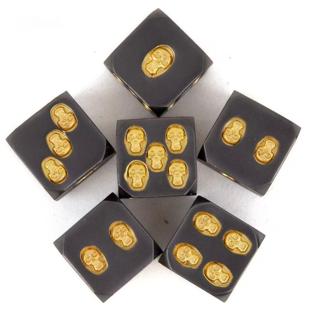 DIEACE C&C Skull D6 Solid Metal Dice Set (6 Pieces)