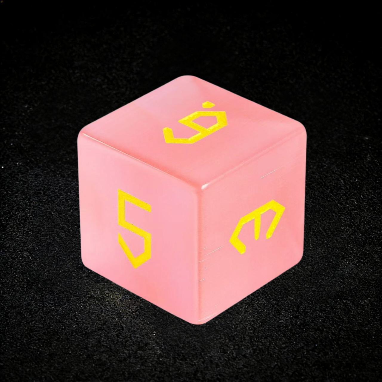 DIEACE D&D Light Pink Cats Eye Stone Engraved Gemstone Dice Set