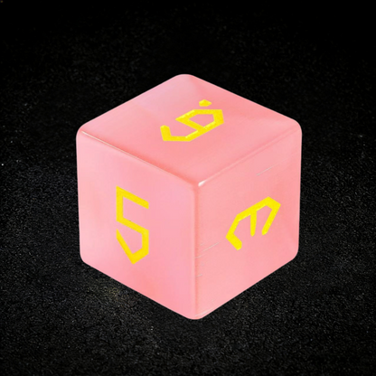 DIEACE D&D Light Pink Cats Eye Stone Engraved Gemstone Dice Set