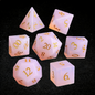 DIEACE D&D Pink Opalite Gemstone Engraved Dice Set