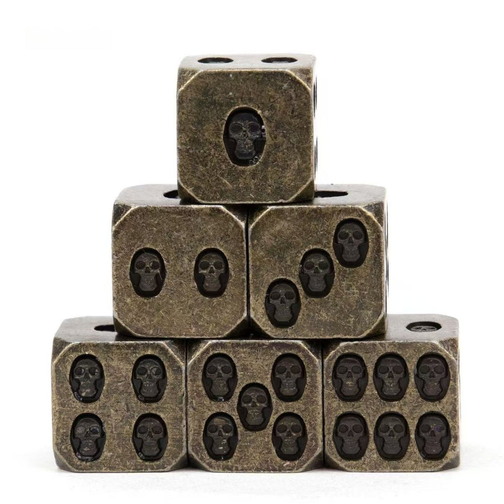 DIEACE C&C Skull D6 Solid Metal Dice Set (6 Pieces)