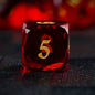 DIEACE D&D Red Multi-faceted Engraved Glass Dice Set