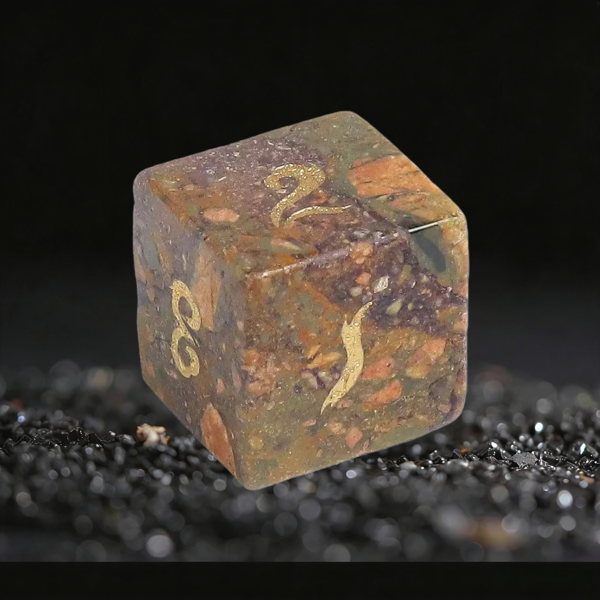DIEACE D&D Natural Rainbow Stone Gemstone Engraved Dice Set