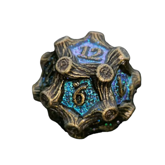 DIEACE D&D Bark Texture Vintage Solid Metal Dice