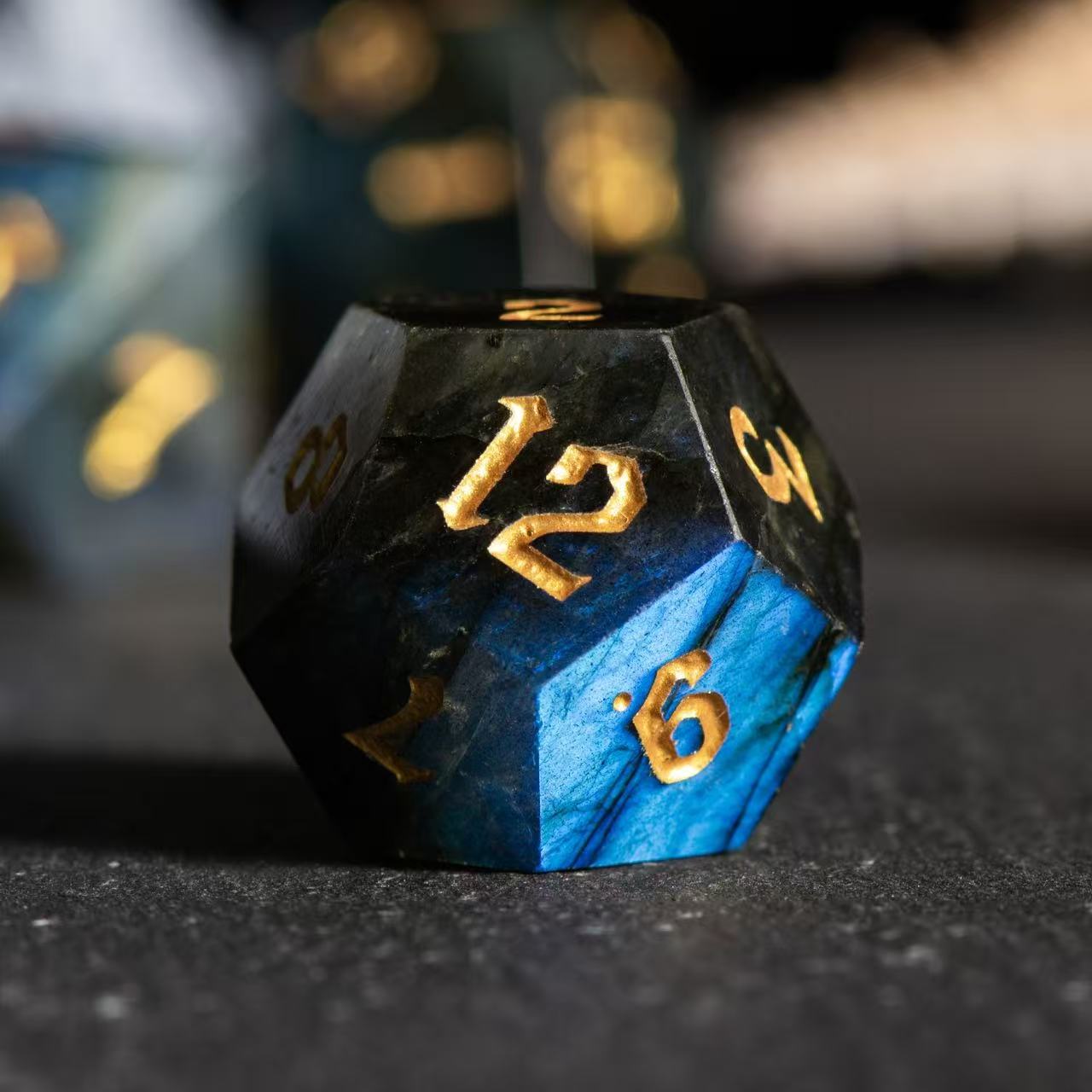 DIEACE D&D Labradorite Gemstone Engraved Dice Set  Add To Wishlist