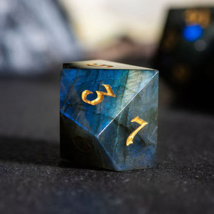 DIEACE D&D Labradorite Gemstone Engraved Dice Set  Add To Wishlist