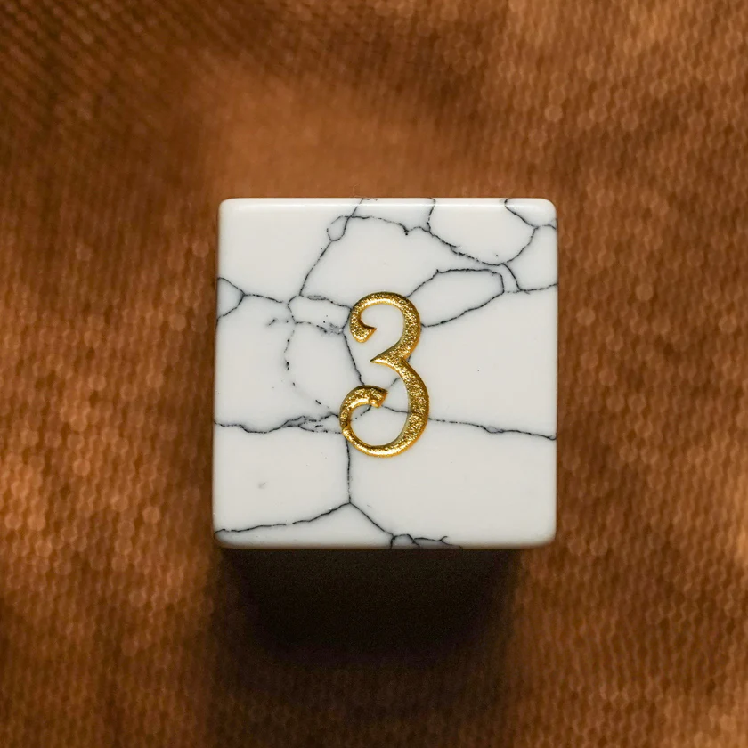 DIEACE D&D White Turquoise Gemstone Engraved Dice Set