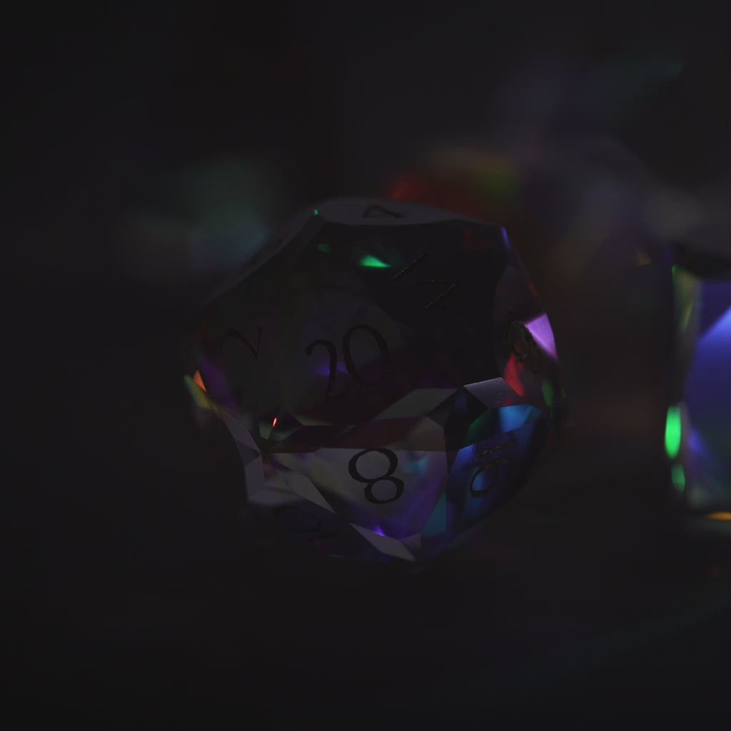 DIEACE D&D Multi-faceted Prism Glass Engraved Dice Set